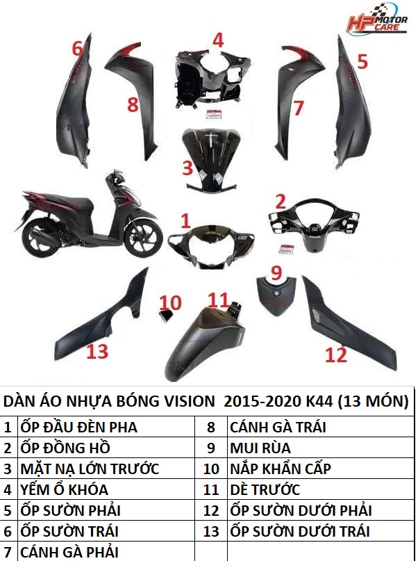 Bộ dàn áo nhựa bóng Vision K44 (13 món)