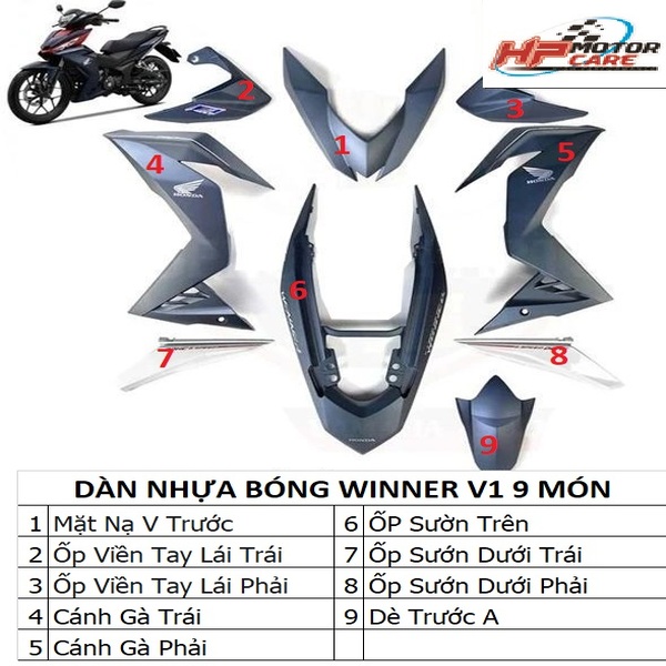 BỘ DÀN ÁO NHỰA BÓNG WINNER V1 (9 MÓN)