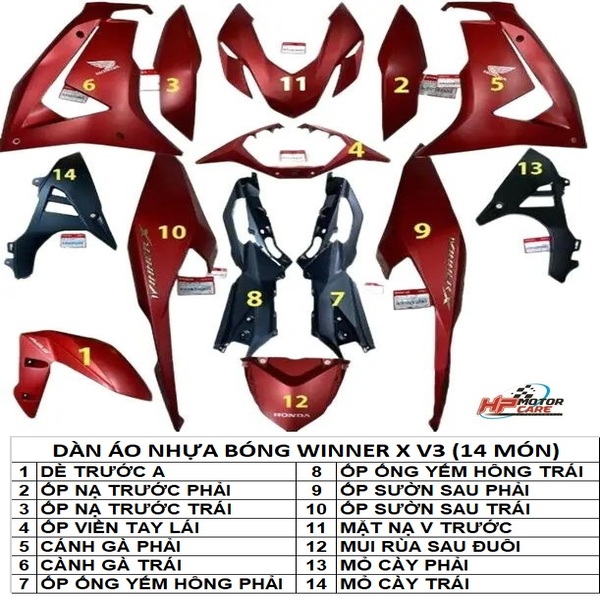 BỘ DÀN ÁO NHỰA BÓNG WINNER X V3 (14 MÓN)