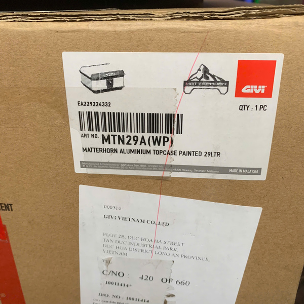 Thùng sau bằng Nhôm 29 Lít Givi MTN29A(WP)