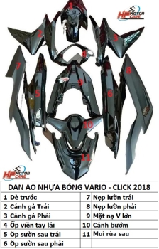BỘ DÀN ÁO NHỰA BÓNG VARIO - CLICK 2018 ( 11 MÓN)
