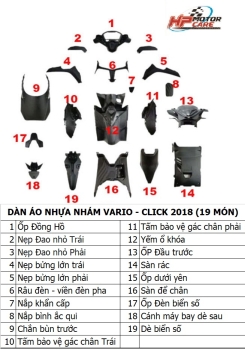 BỘ DÁN ÁO NHỰA NHÁM VARIO - CLICK 2018 ( 19 MÓN)