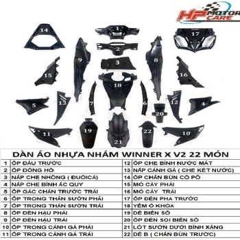 BỘ DÀN ÁO NHỰA NHÁM WINNER X V2 (22 MÓN)