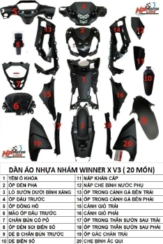 BỘ DÀN ÁO NHỰA NHÁM WINNER V3 ( 20 MÓN)