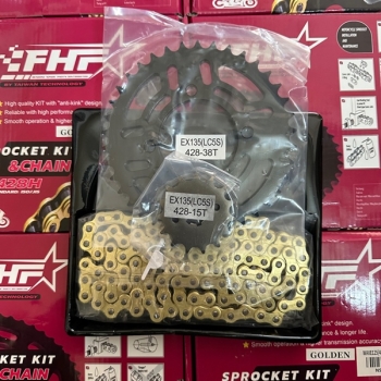 Bộ nhông sên dĩa Exciter 135 FHF (sên vàng)