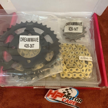 Bộ nhông sên dĩa Wave Dream FHF (sên vàng)