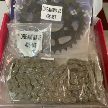 Bộ nhông sên dĩa Wave Dream FHF (sên đen)